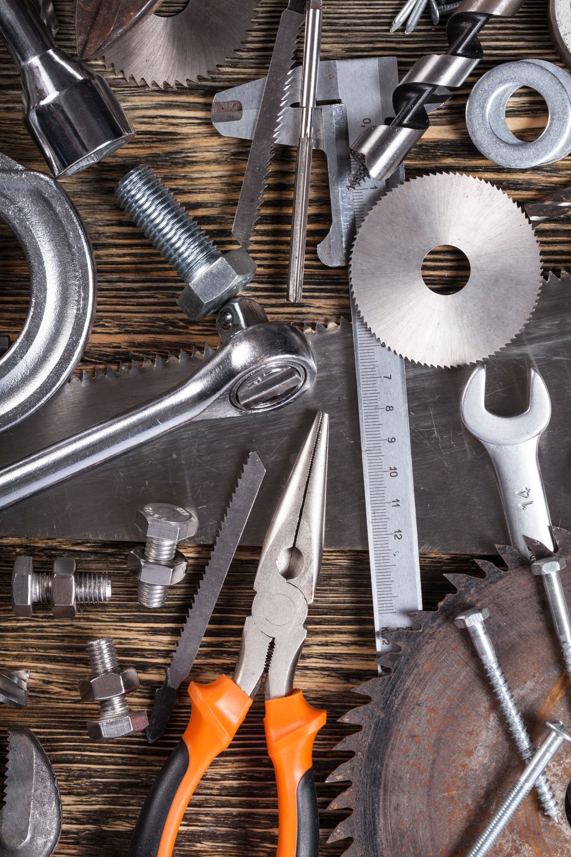 Tools on Wooden Table